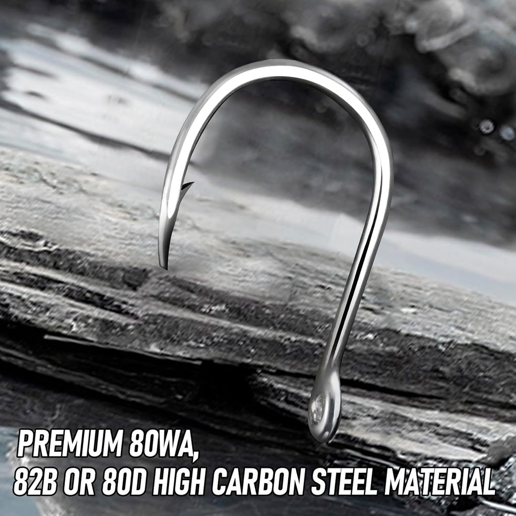 Fishing Circle Hooks 5X Strong Catfish Octopus Livebait Hooks, High Carbon Steel Welded Hook Jigging Replacement for Freshwater Saltwater Trolling Tackle Tuna, Marlin, Wahoo  #4/0 - 10 Pack