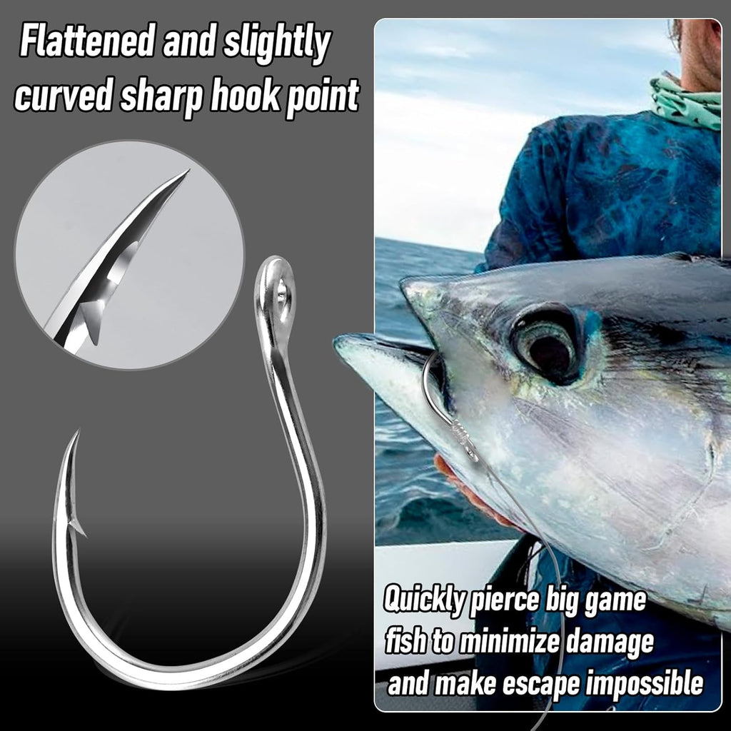 Fishing Circle Hooks 5X Strong Catfish Octopus Livebait Hooks, High Carbon Steel Welded Hook Jigging Replacement for Freshwater Saltwater Trolling Tackle Tuna, Marlin, Wahoo  #4/0 - 10 Pack