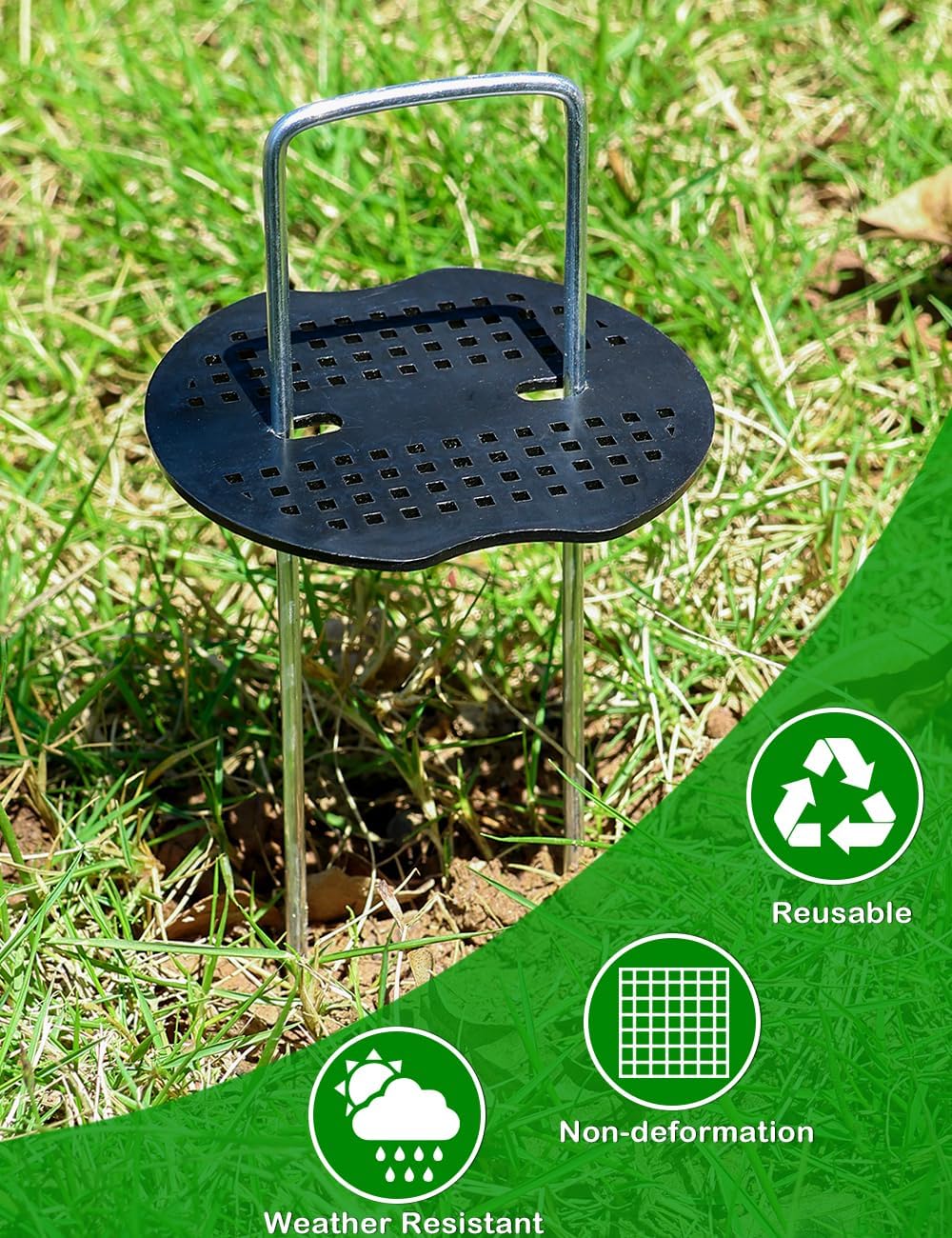 102Pcs 6 Inches Landscape Staples with Gasket Kit. 50Pcs U-Shaped Garden Stakes and Plastic Fixing Gasket, with Pick Hook and Black Hammer. Pins for Tent Turf Weed Barrier Fabric Hose Fence