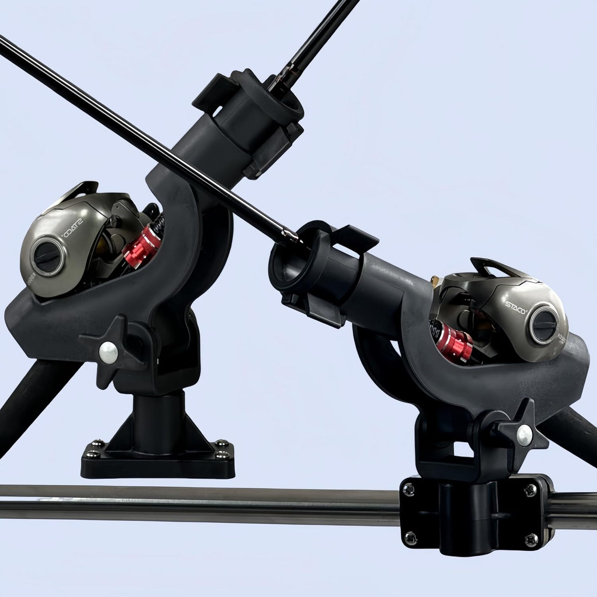 Adjustable Rotatable Plastic Fishing Rod 3 Mount Rack Holder Bracket Boat Canoeing Rowing Mount Kit Kayak Side Rod Holder