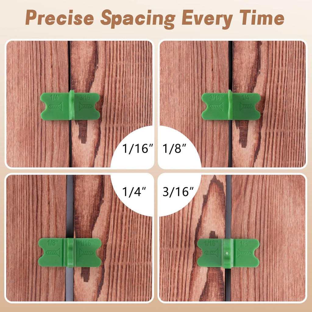 8 Pcs ABS Deck Spacer Tool,4 Thicknesses Deck Board Spacers(1/16", 1/8", 3/16", 1/4"),Deck Spacers Assorted for Pressure Treated Composite Decking