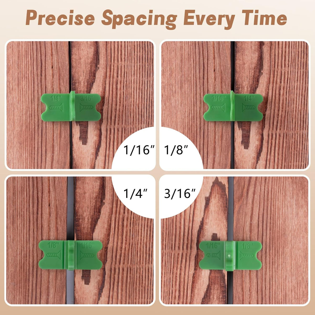 8 Pcs ABS Deck Spacer Tool,4 Thicknesses Deck Board Spacers(1/16", 1/8", 3/16", 1/4"),Deck Spacers Assorted for Pressure Treated Composite Decking