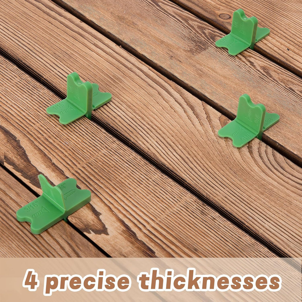 8 Pcs ABS Deck Spacer Tool,4 Thicknesses Deck Board Spacers(1/16", 1/8", 3/16", 1/4"),Deck Spacers Assorted for Pressure Treated Composite Decking
