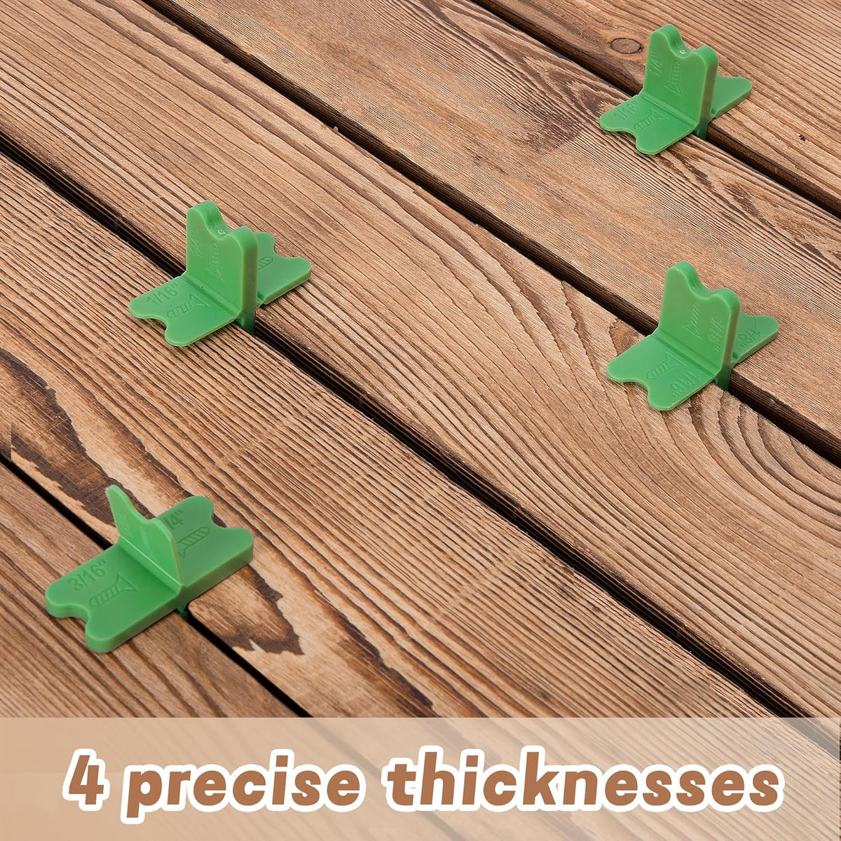 8 Pcs ABS Deck Spacer Tool,4 Thicknesses Deck Board Spacers(1/16", 1/8", 3/16", 1/4"),Deck Spacers Assorted for Pressure Treated Composite Decking