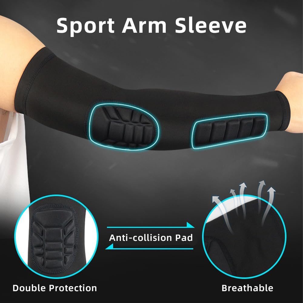 Padded Elbow Forearm Sleeves Compression Arm Protective Sleeve Basketball Shooting Protective Pad