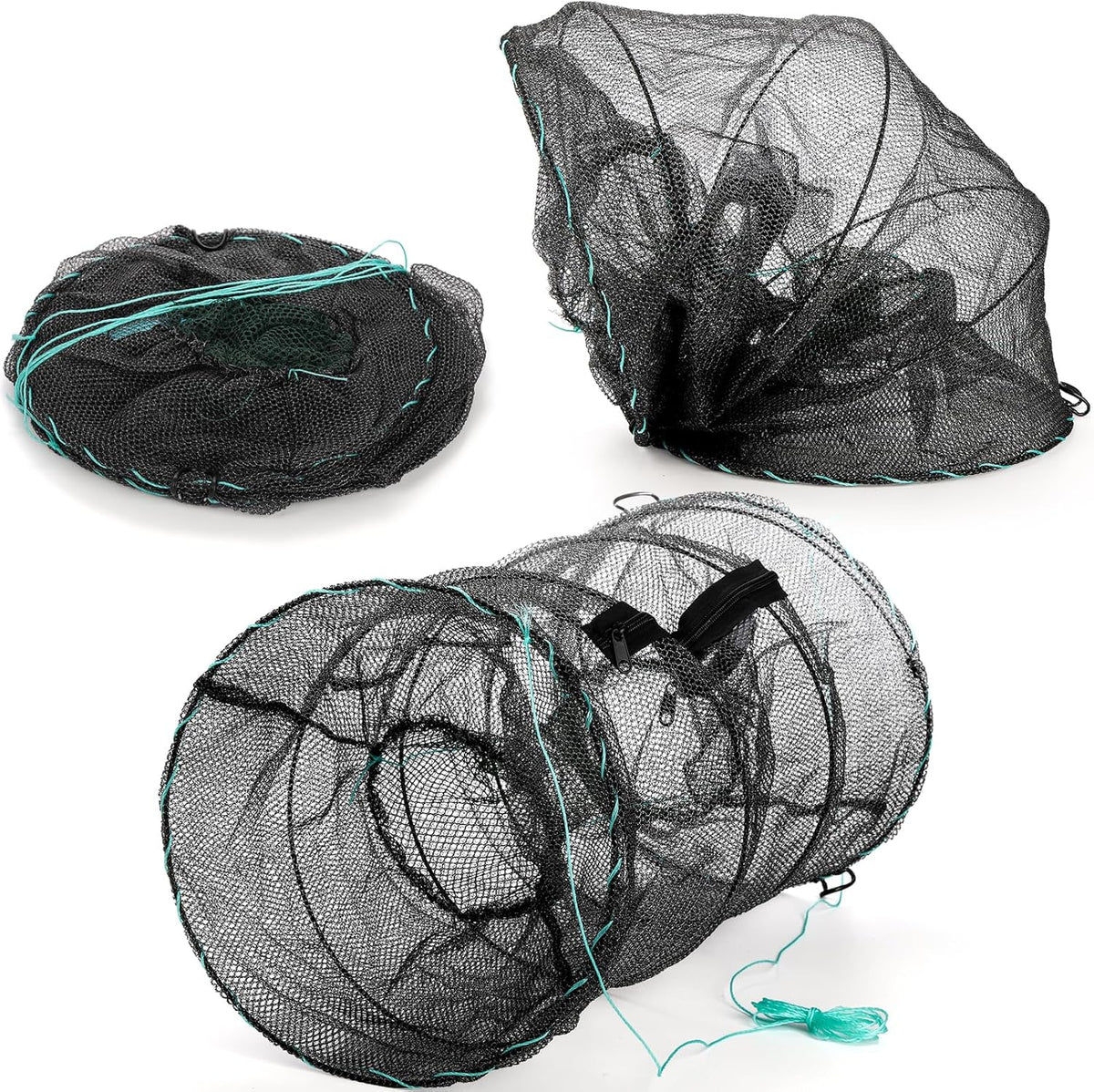 Set of 2 Fishing Bait Trap, Crab Trap Minnow Trap, Crawfish Trap, Collapsible Cast Net, Foldable Fishing Net Trap, Lobster Trap, Portable Folded Fishing Accessories
