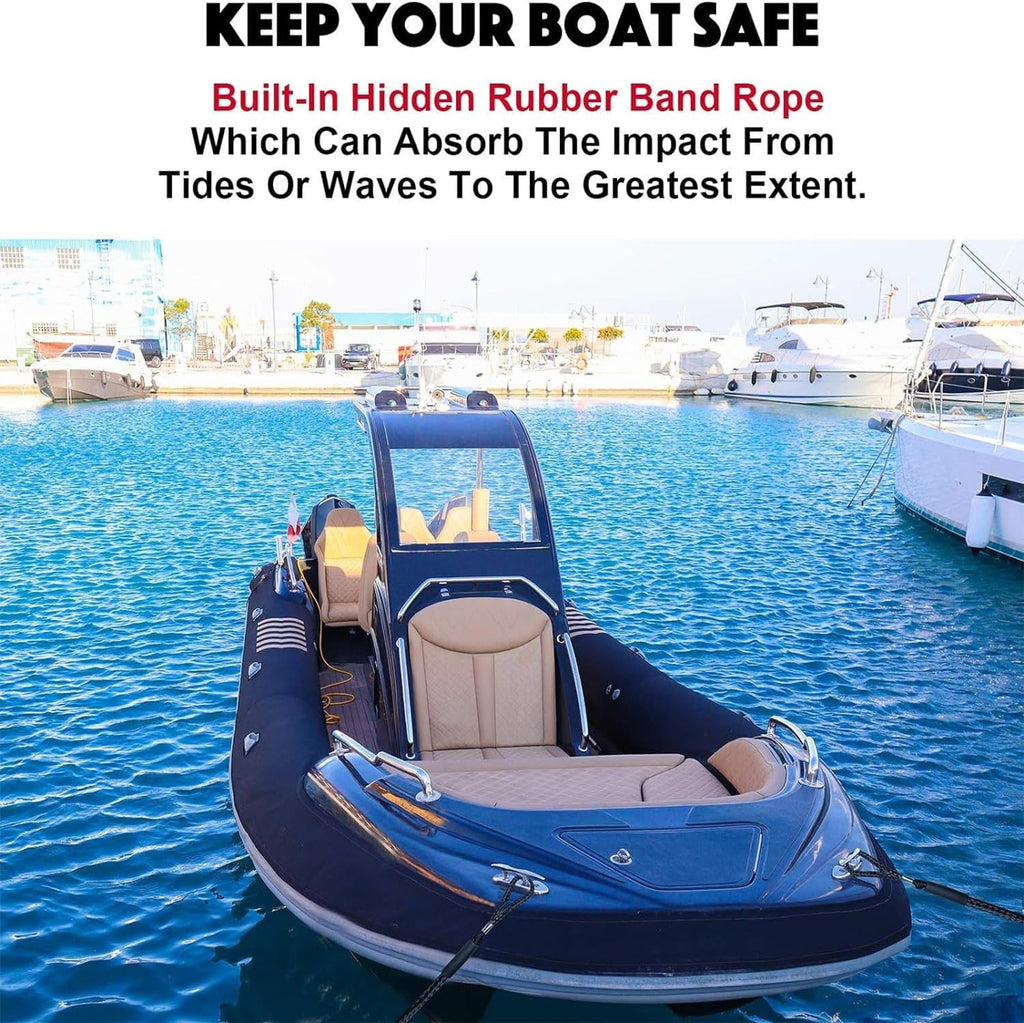 Boat Bungee Dock Lines Boat Marine Rope, Jet Ski Dock, Boating Seadoo Pontoon Waverunner Accessories (Blue, 2 Pcs with Buckles)