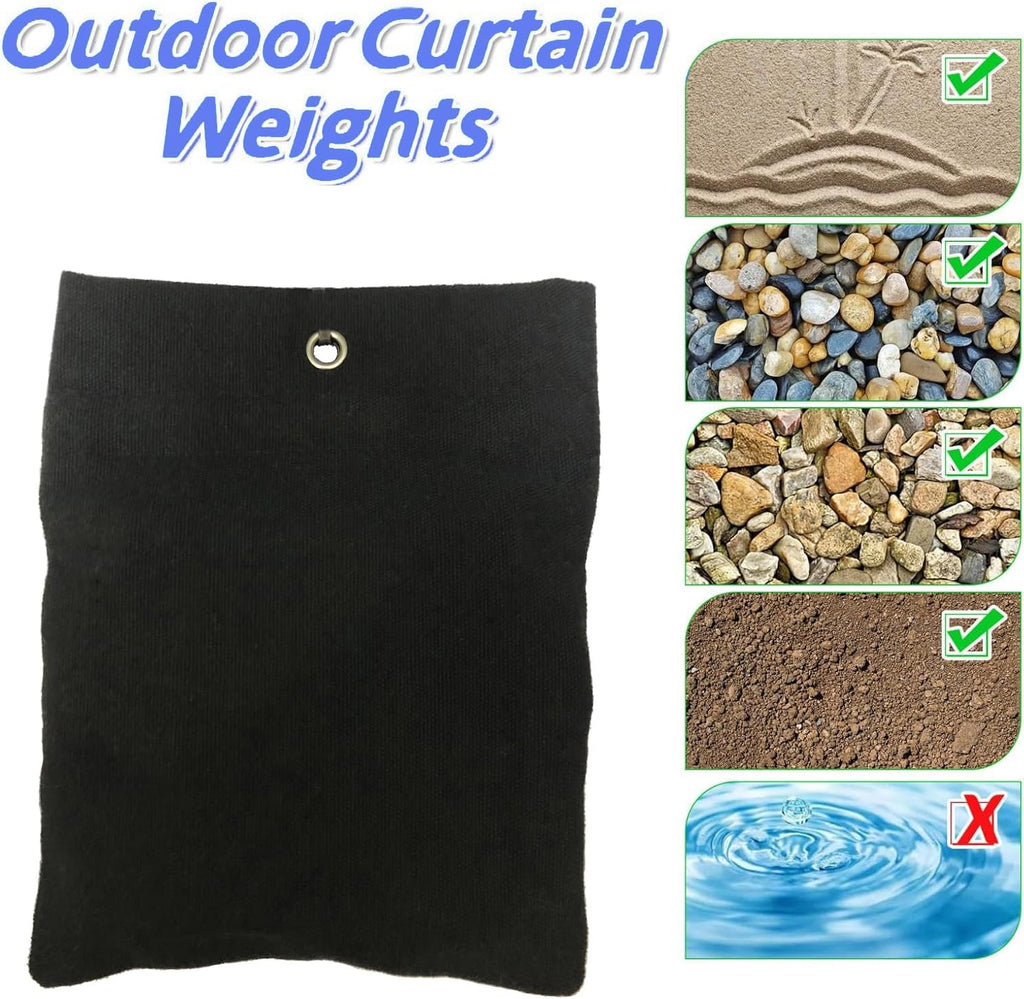 10 Pack Outdoor Curtain Weighted Blocks, 15 oz Outdoor Curtain Sandbag Weighted Bags, Curtain Bottom Weighted Bag Retainer Clips for Outdoor Curtains Gazebo Tent Tablecloths