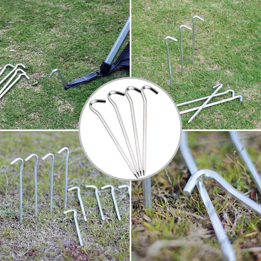 Aluminium Tent Stakes Pegs - 7'' Hexagon Rod Stakes Nail Spike Garden Stakes Camping Pegs for Pitching Tent, Canopies (Silver)