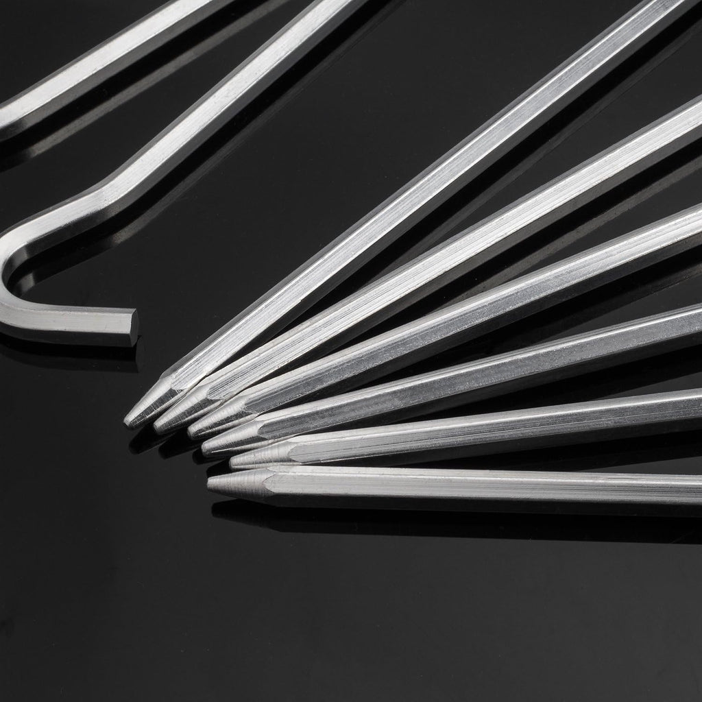 Aluminium Tent Stakes Pegs - 7'' Hexagon Rod Stakes Nail Spike Garden Stakes Camping Pegs for Pitching Tent, Canopies (Silver)