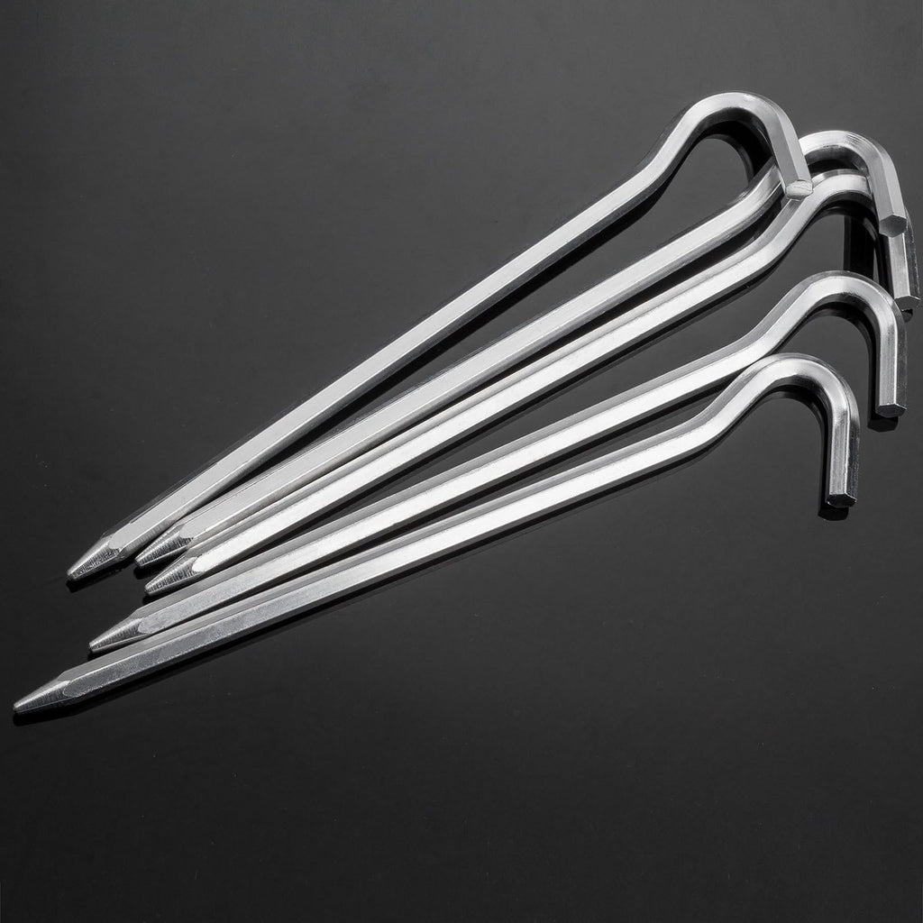 Aluminium Tent Stakes Pegs - 7'' Hexagon Rod Stakes Nail Spike Garden Stakes Camping Pegs for Pitching Tent, Canopies (Silver)