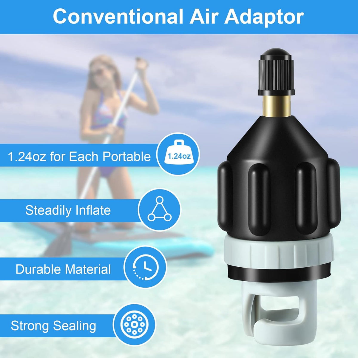 2Pcs Inflatable Boat SUP Pump Adapter, Premium Conventional Air Adapter, Sturdy SUP Air Adapter,Quickly Inflation and Strong Sealing SUP Pump Adapter, for Inflatable Boat, Paddleboard and Kayak.