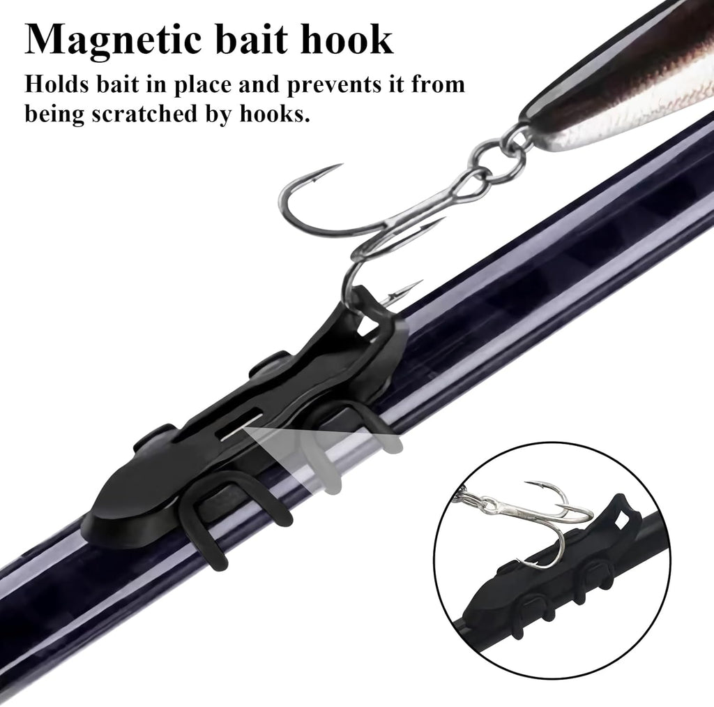 10PCS Lure Magnetic Hooker, Automatic Hook Keeper for Fishing Rod, Hook Holder with 2 Sizes Rubber Rings