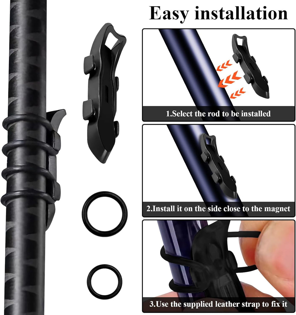 10PCS Lure Magnetic Hooker, Automatic Hook Keeper for Fishing Rod, Hook Holder with 2 Sizes Rubber Rings