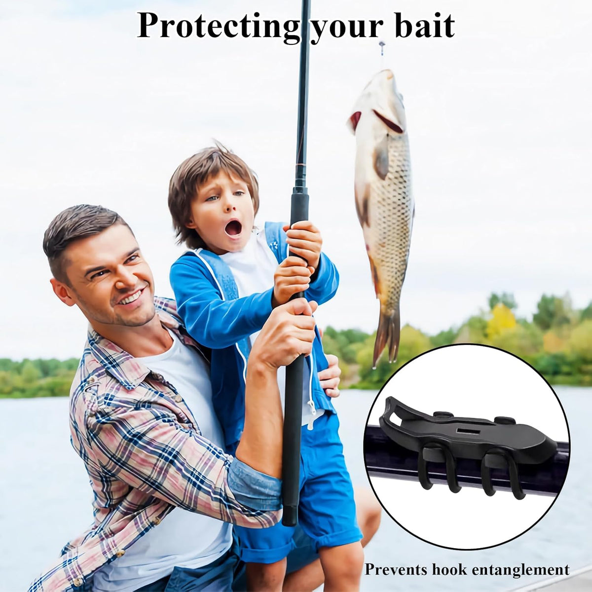 10PCS Lure Magnetic Hooker, Automatic Hook Keeper for Fishing Rod, Hook Holder with 2 Sizes Rubber Rings