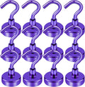 Cruise Essentials, 28lbs Magnetic Hooks for Cabins, Purple Magnets Door, Strong Hanging, Refrigerator, Celling, Grill - 12 Pack