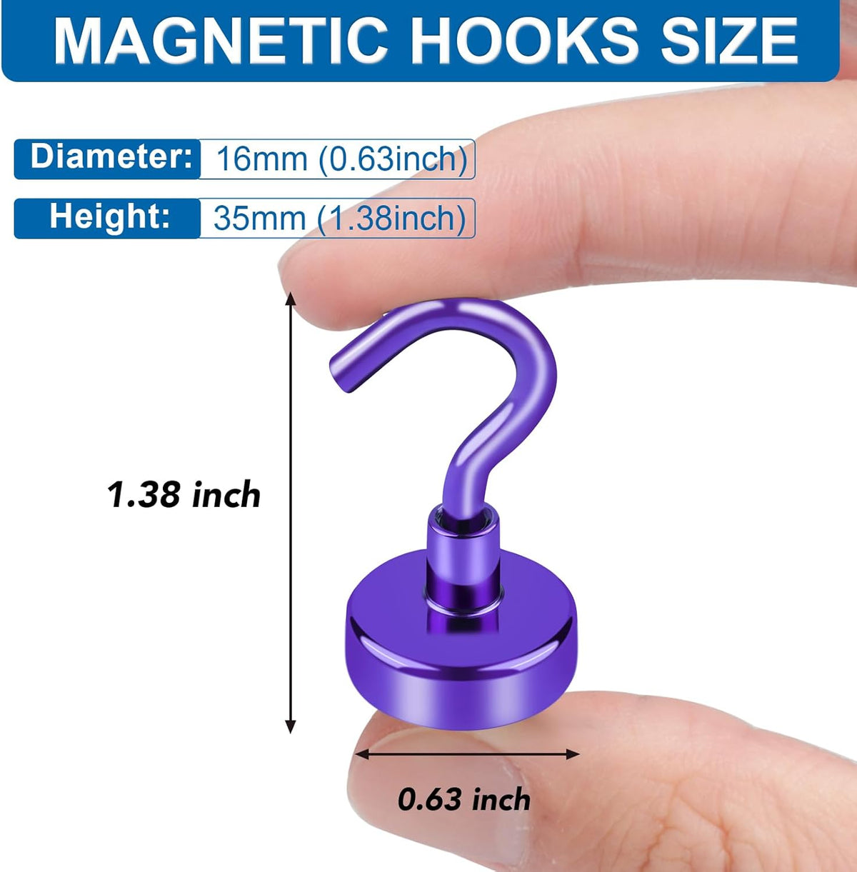Cruise Essentials, 28lbs Magnetic Hooks for Cabins, Purple Magnets Door, Strong Hanging, Refrigerator, Celling, Grill - 12 Pack