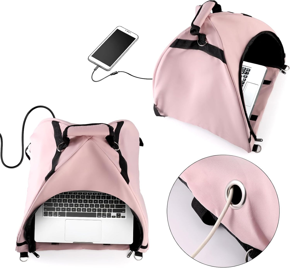 Laptop Tent, Sun Shade Waterproof Fabric Protective Hood for Computer Working Outside Accessories Part Glare Shield & Heat Reflective Awning Convertible Tote Outdoor (Pink) As Shown in the Picture -