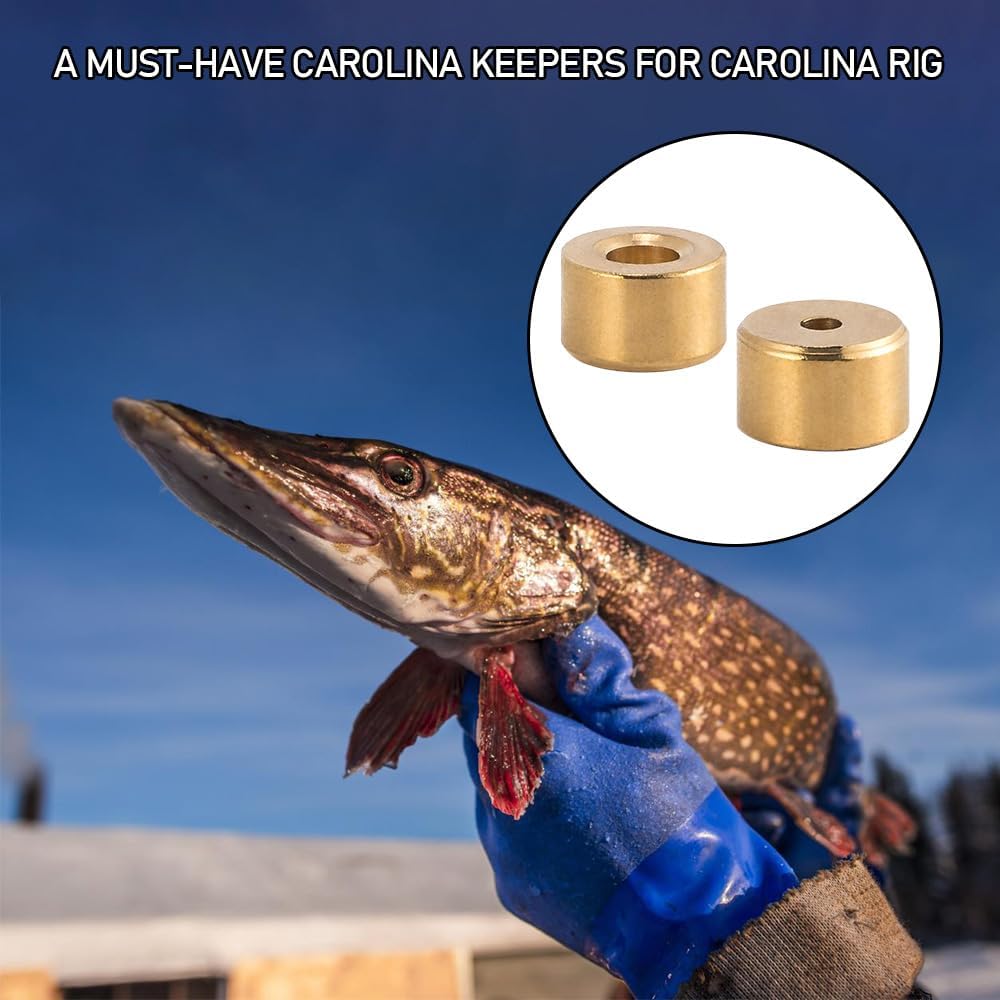 50 Pack Carolina Ticker Keeper Brass Weights Sinkers, Protects Knot & Make Noise, Teaxs Rig Tackle for Freshwater Bass Fishing -