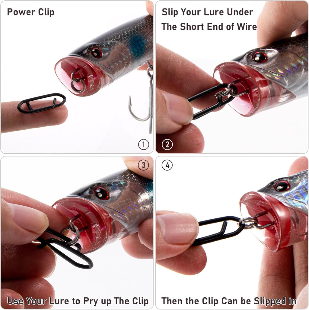 Fishing Power Clips Stealth Stainless Steel Speed Lure Quick Change Snap Connector Saltwater Freshwater Terminal Tackle - XS-25LB-0.5"