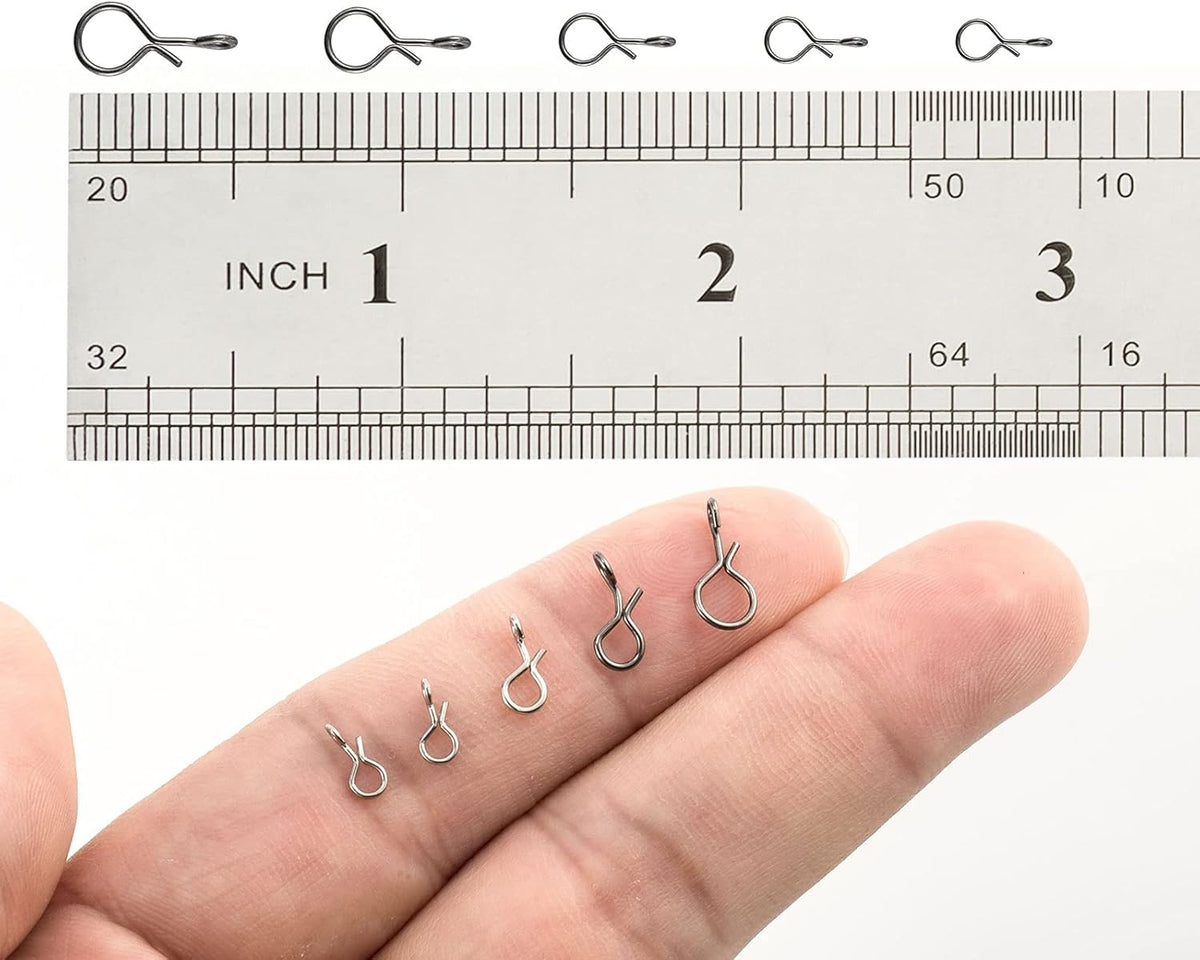 50 Pack Fly Fishing Snap 3 Sizes Stainless Steel Quick Change Lure Clip for Flies, Trout - XS(0.2")-50