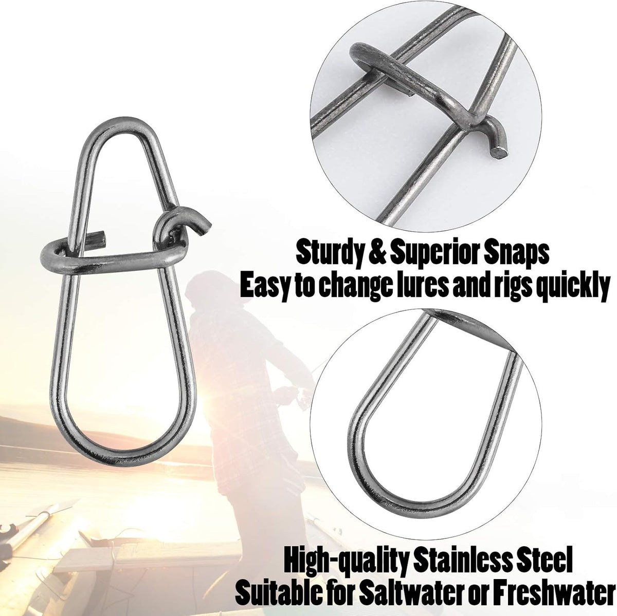 50 Pack Crankbait Snaps Stainless Steel Duo Lock Lure Quick Change Fishing Speed Clips Connector Freshwater Bass - #0-55LB-50