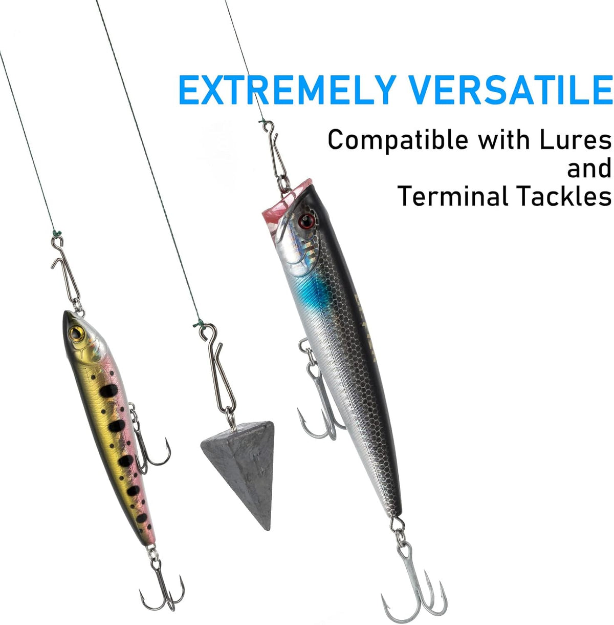50 Pack Fishing Clips Quick Change Speed Crankbait Snaps Stainless Steel Line Lure Hook Connector Freshwater - #1-22LB-0.55"