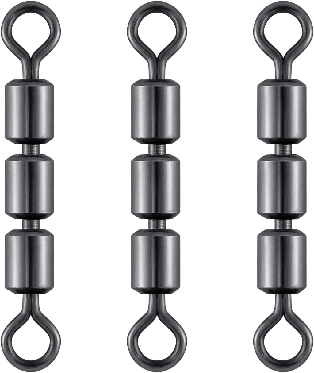 High Speed 3 Roller Swivels, Bead Chain Barrel Swivels Fishing Tackle Trolling Rolling Leader Lure Connector Salmon Walleye Freshwater - #3-84LB