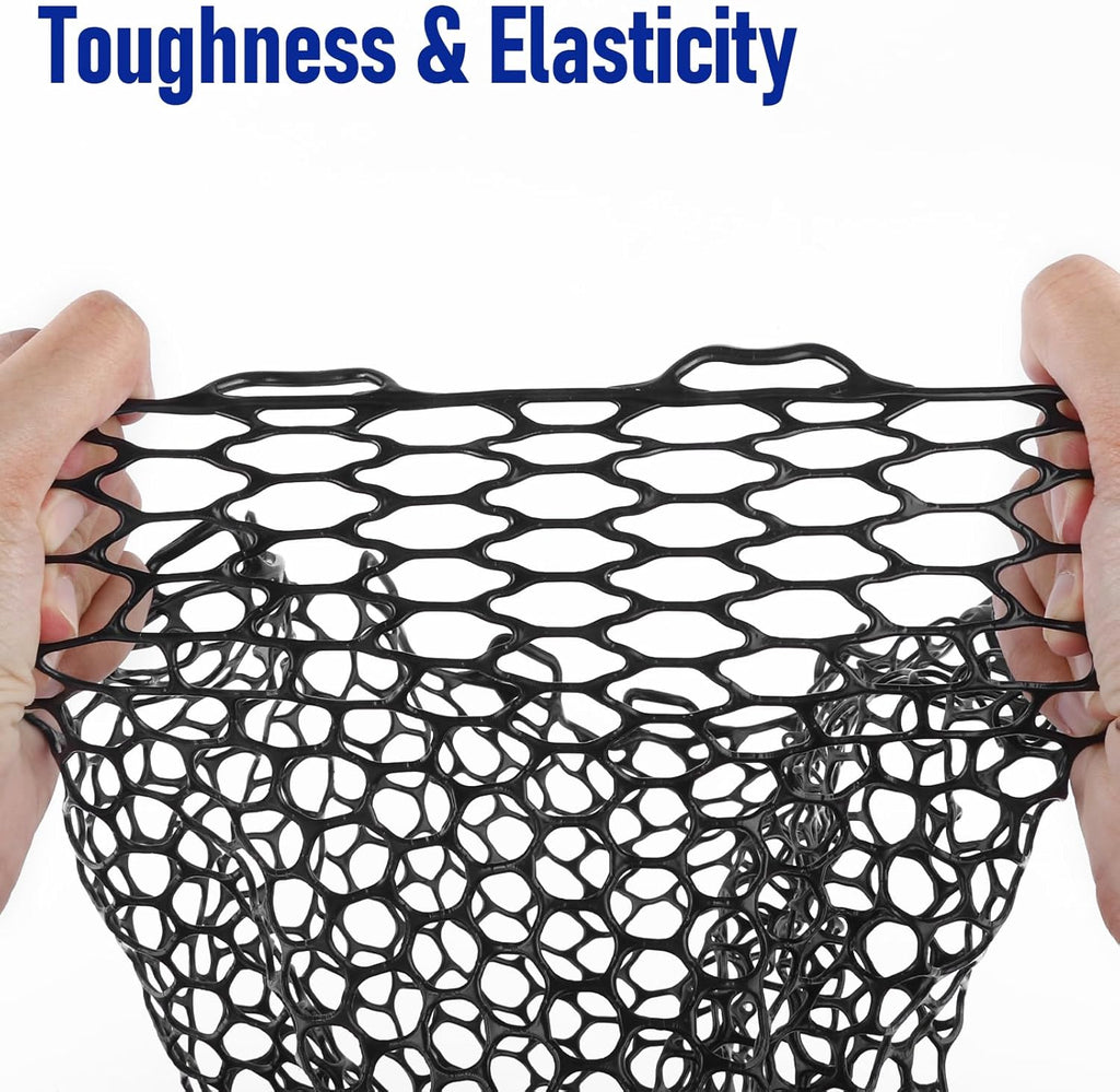 Fishing Landing Net Replacement Rubber Without Handle Foldable Mesh Netting for Freshwater Saltwater Black F-59.06'' Girth(21.65'' Dia, 19.7*5" Depth)