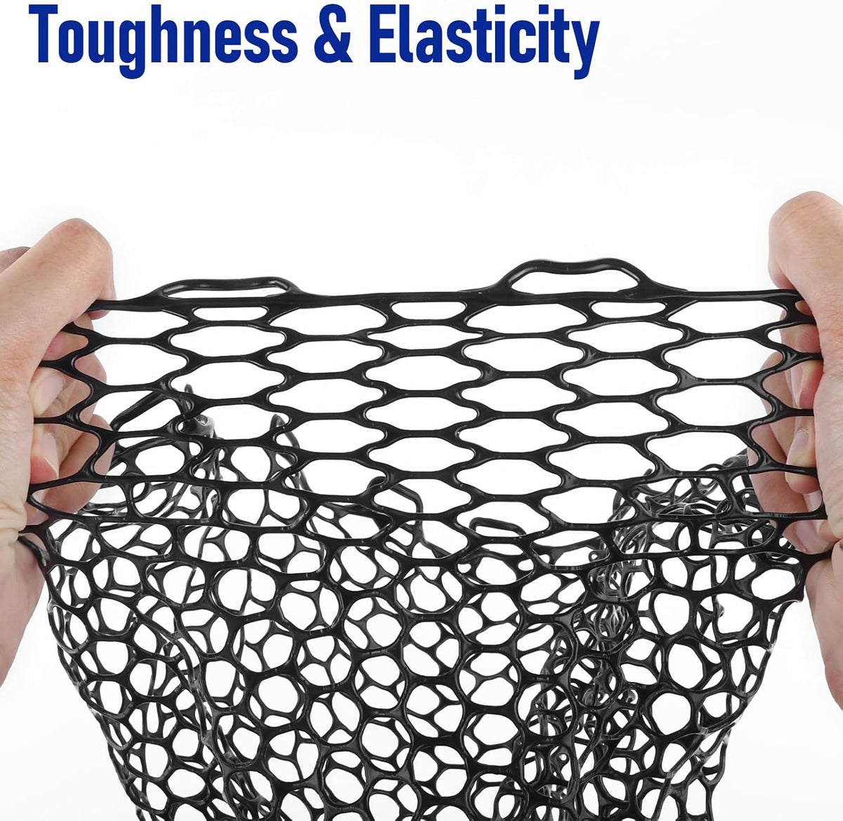 Fishing Landing Net Replacement Rubber Without Handle Foldable Mesh Netting for Freshwater Saltwater Black F-59.06'' Girth(21.65'' Dia, 19.7*5" Depth)