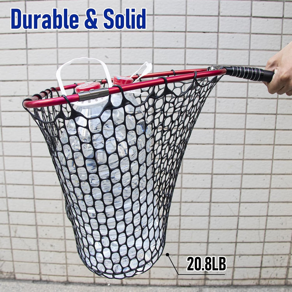 Fishing Landing Net Replacement Rubber Without Handle Foldable Mesh Netting for Freshwater Saltwater Black F-59.06'' Girth(21.65'' Dia, 19.7*5" Depth)