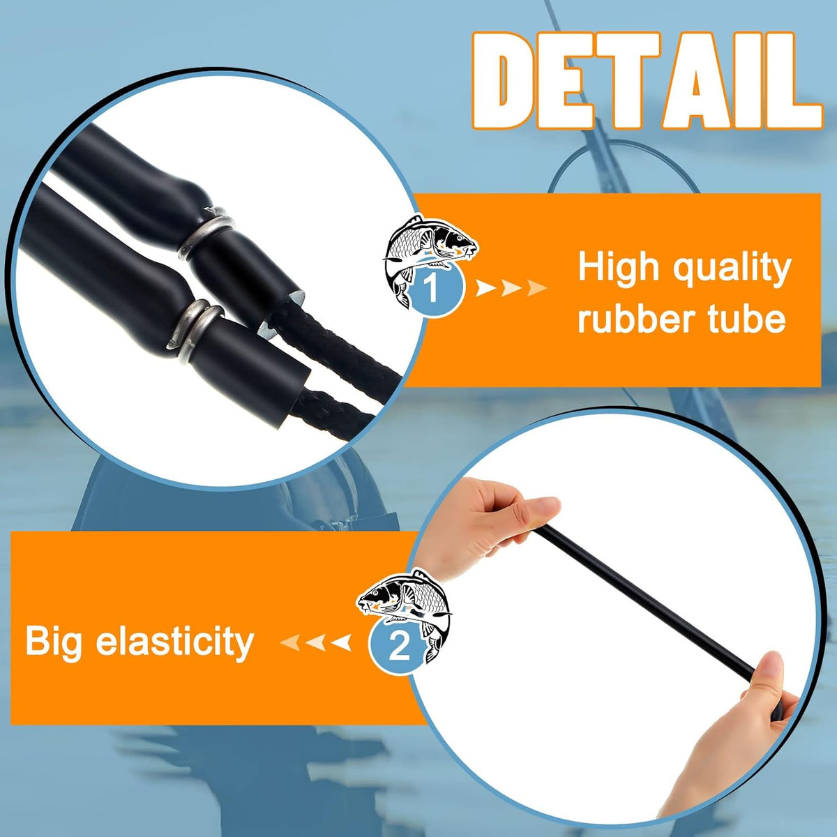 3 Pcs Pole Spear Sling Rubber Speargun Bands Ice Fishing Spearing Equipment for Harpoon Spearfishing Diving, 28 Inch Long -