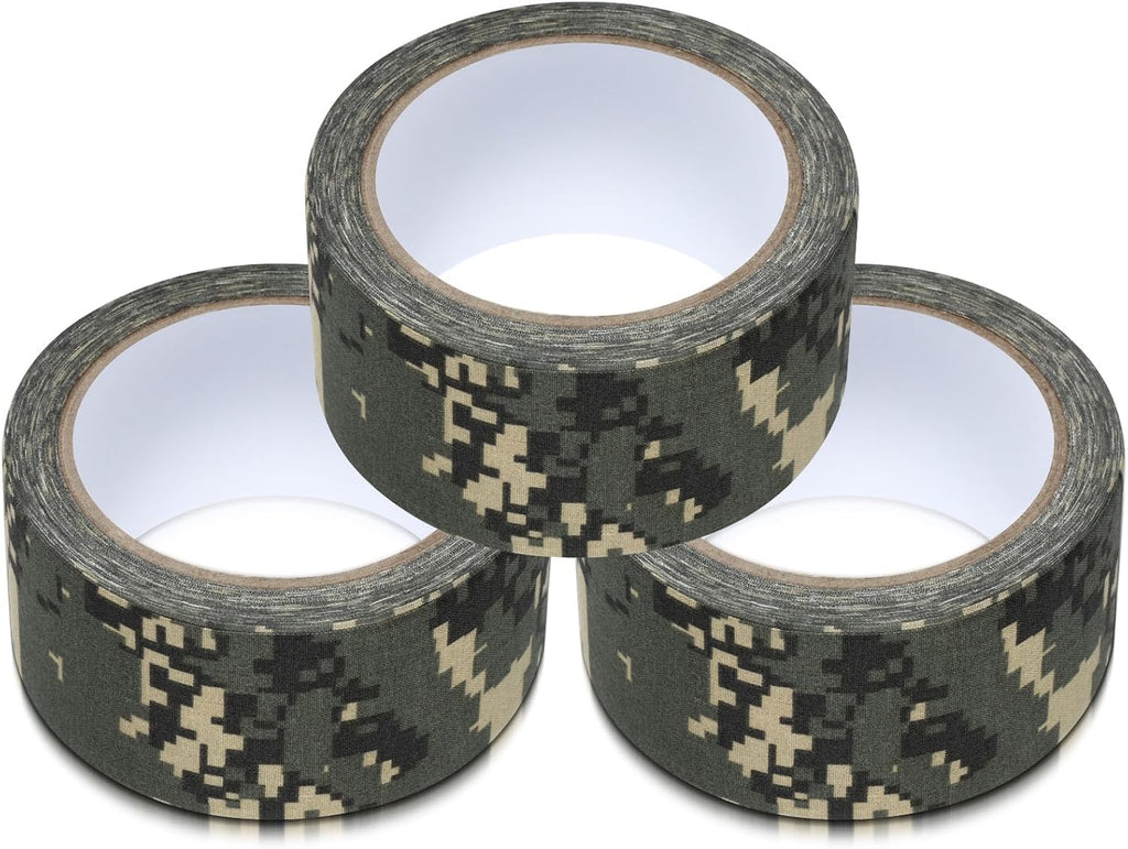 3 Rolls 2" x 32 ft Camo Tape, Self Adhesive Protective Camouflage Tape Waterproof Duct Non Reflective Fabric for Outdoor Hunting Military -