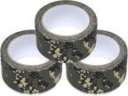 3 Rolls 2" x 32 ft Camo Tape, Self Adhesive Protective Camouflage Tape Waterproof Duct Non Reflective Fabric for Outdoor Hunting Military -