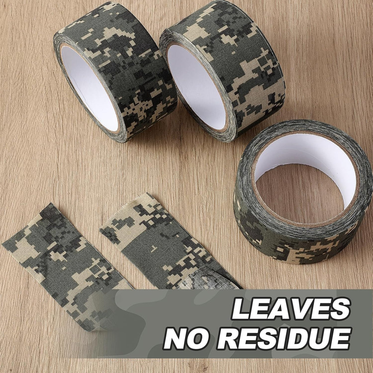3 Rolls 2" x 32 ft Camo Tape, Self Adhesive Protective Camouflage Tape Waterproof Duct Non Reflective Fabric for Outdoor Hunting Military -