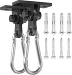 Heavy Duty Swing Hangers 2 Pack - 3000 lbs Capacity Silent Bearing Hooks for Wooden Sets & Concrete Ceiling, 304 Stainless Steel Black Brackets Porch, Yoga, Hammock, Gym Playground