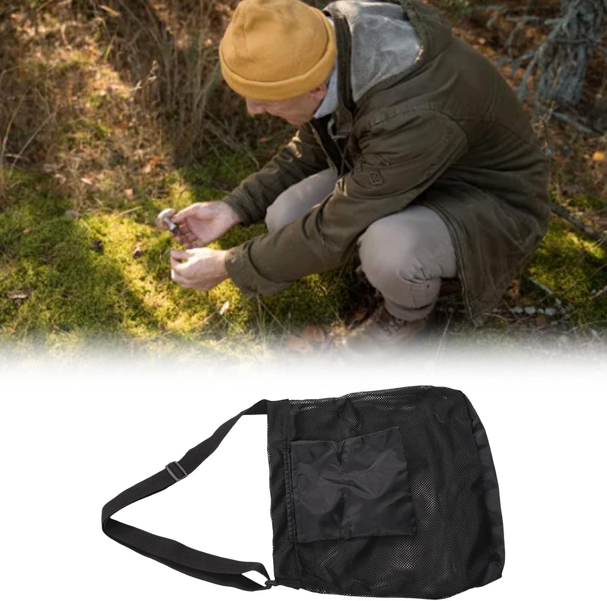 Mushroom Foraging Bags, Collapsible Fruit Gathering Bag Breathable Bags Mesh Pouch for Hiking Outdoor Camping