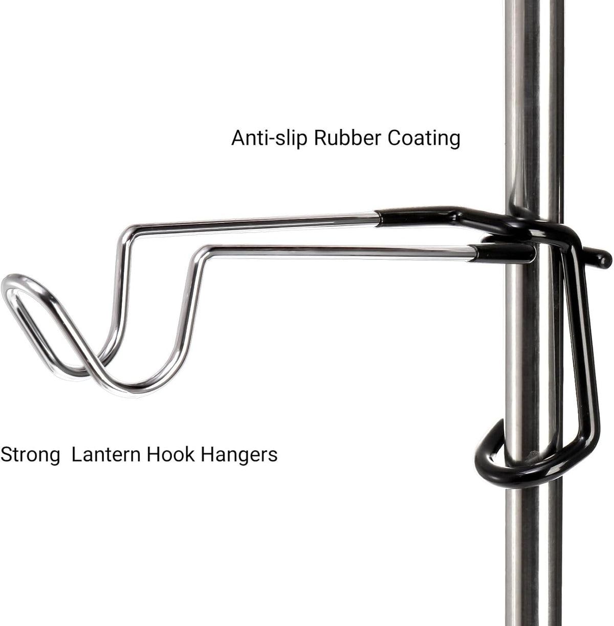 4 Pack Camping Lantern Hook Hangers, 10" Outdoor Lamp Hanger Stand, Stainless Steel Non-Slip Tent Light Pole Hook, Portable Water Bottle Holder Bracket for Hunting Fishing Hiking