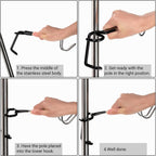 4 Pack Camping Lantern Hook Hangers, 10" Outdoor Lamp Hanger Stand, Stainless Steel Non-Slip Tent Light Pole Hook, Portable Water Bottle Holder Bracket for Hunting Fishing Hiking