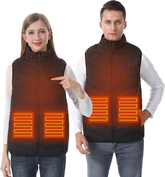 Heated vest for women and men with 9 heating zones, lightweight heating vest for winter (battery not included)