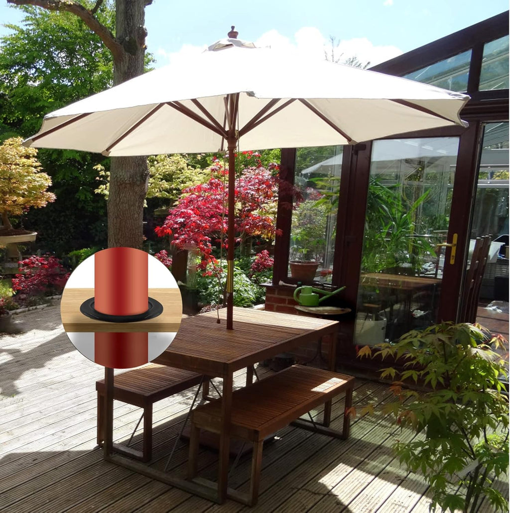 Biaungdo 3 Sets 3 Inch Outdoor Patio Table Umbrella Hole Ring and Cap Set, Standard Size Garden Beach Tablet Thicker Hole Ring Plug and Cap Set(Black, Inner Diameter 50mm/2inch)
