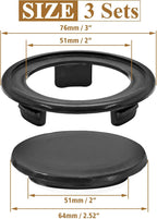Biaungdo 3 Sets 3 Inch Outdoor Patio Table Umbrella Hole Ring and Cap Set, Standard Size Garden Beach Tablet Thicker Hole Ring Plug and Cap Set(Black, Inner Diameter 50mm/2inch)