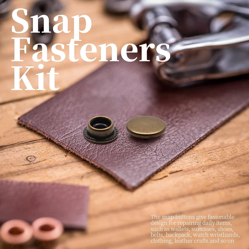 Biaungdo 200pc 15mm Heavy Duty Snap Fasteners Kit, Metal Leather Snap Button Press Stud Cap for Canvas, Marine, Boat, Bronzer (4 Components, 50pc Each)