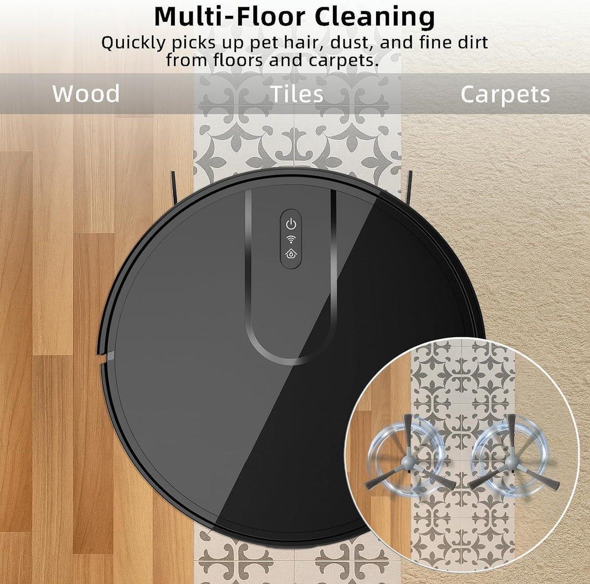 Accessories Kit or ROPVACNIC S1, or Tipdiy G90, or betboyles V75S, or VIPSUN Z1, or PrettyCare C2 Robot Vacuum Replacement Parts, 6 Side Brush, 3 HEPA ilter, 3 Mop Pad