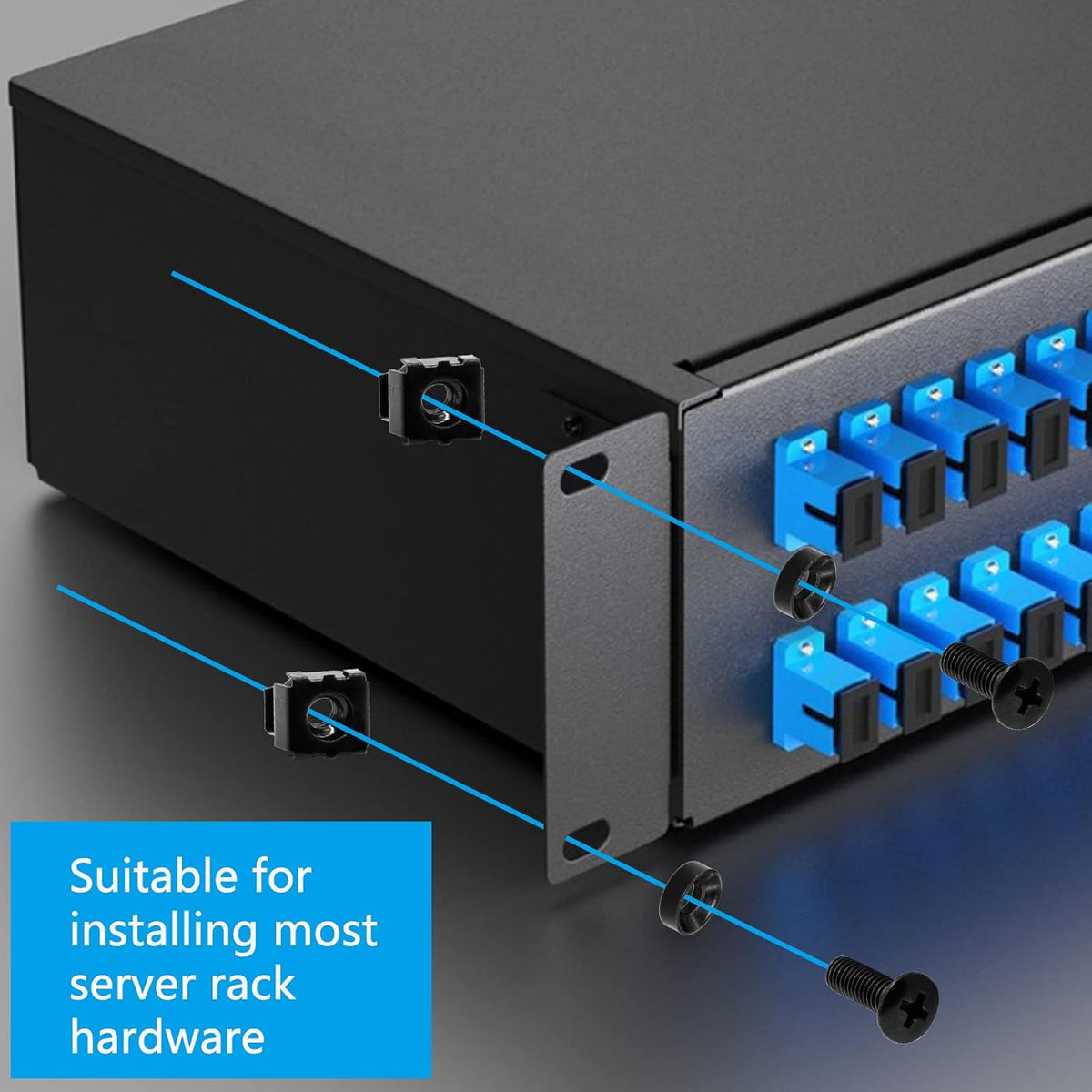 Biaungdo 30 Pcs M5 x 16mm Rack Screws and Cage Nuts, Computer Rack Mount Cage Screws & Nuts & Washers for Server Console Mounting, Rack Mount, Cabinets(Black)