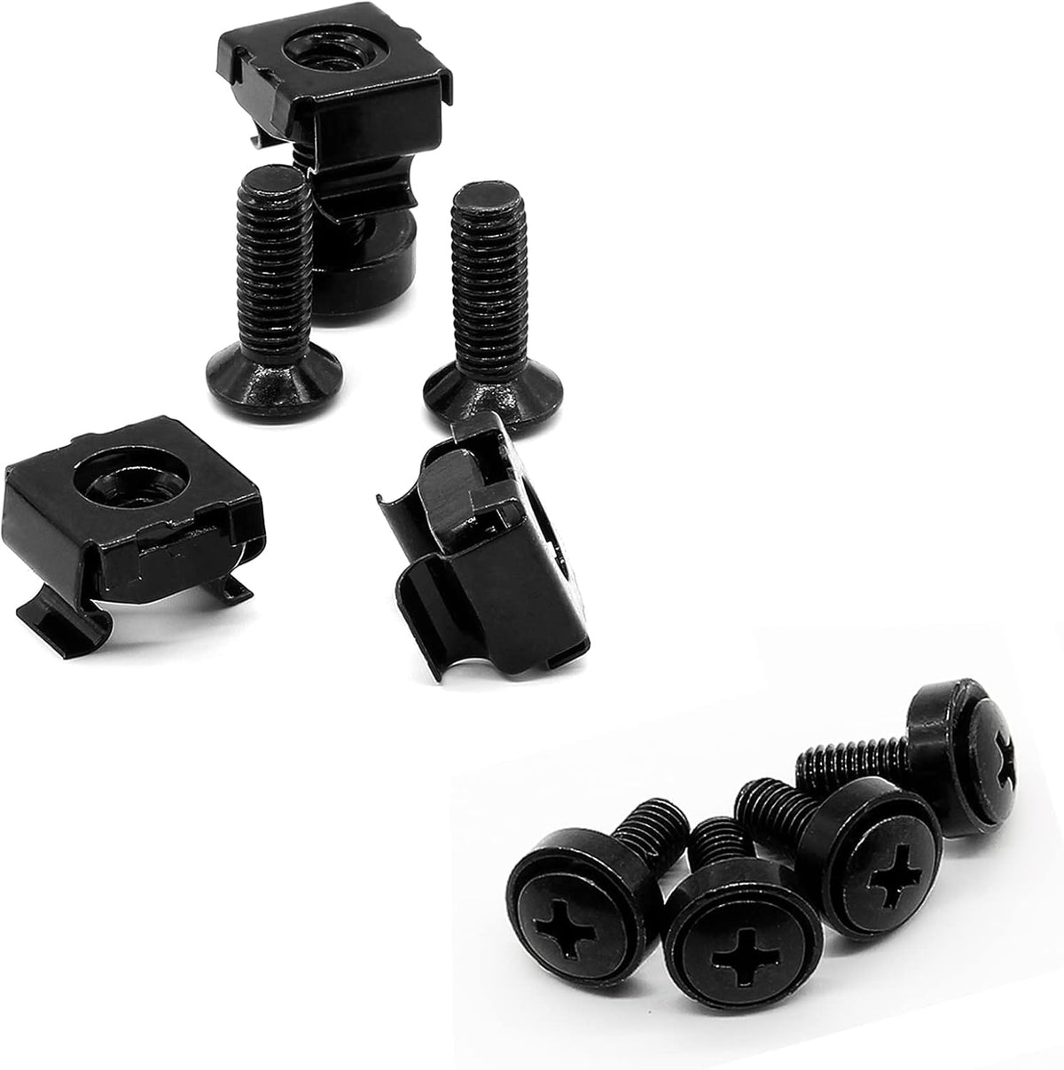 Biaungdo 30 Pcs M5 x 16mm Rack Screws and Cage Nuts, Computer Rack Mount Cage Screws & Nuts & Washers for Server Console Mounting, Rack Mount, Cabinets(Black)