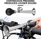Bike Horn, 7.8" Air Horn with Loud Decibel Sound, Classic Squeeze Handlebar Reminder Bell for Adults Kids, Universal Safety Warning Device for Most Mountain Bike Scooter Ebike (Silver)