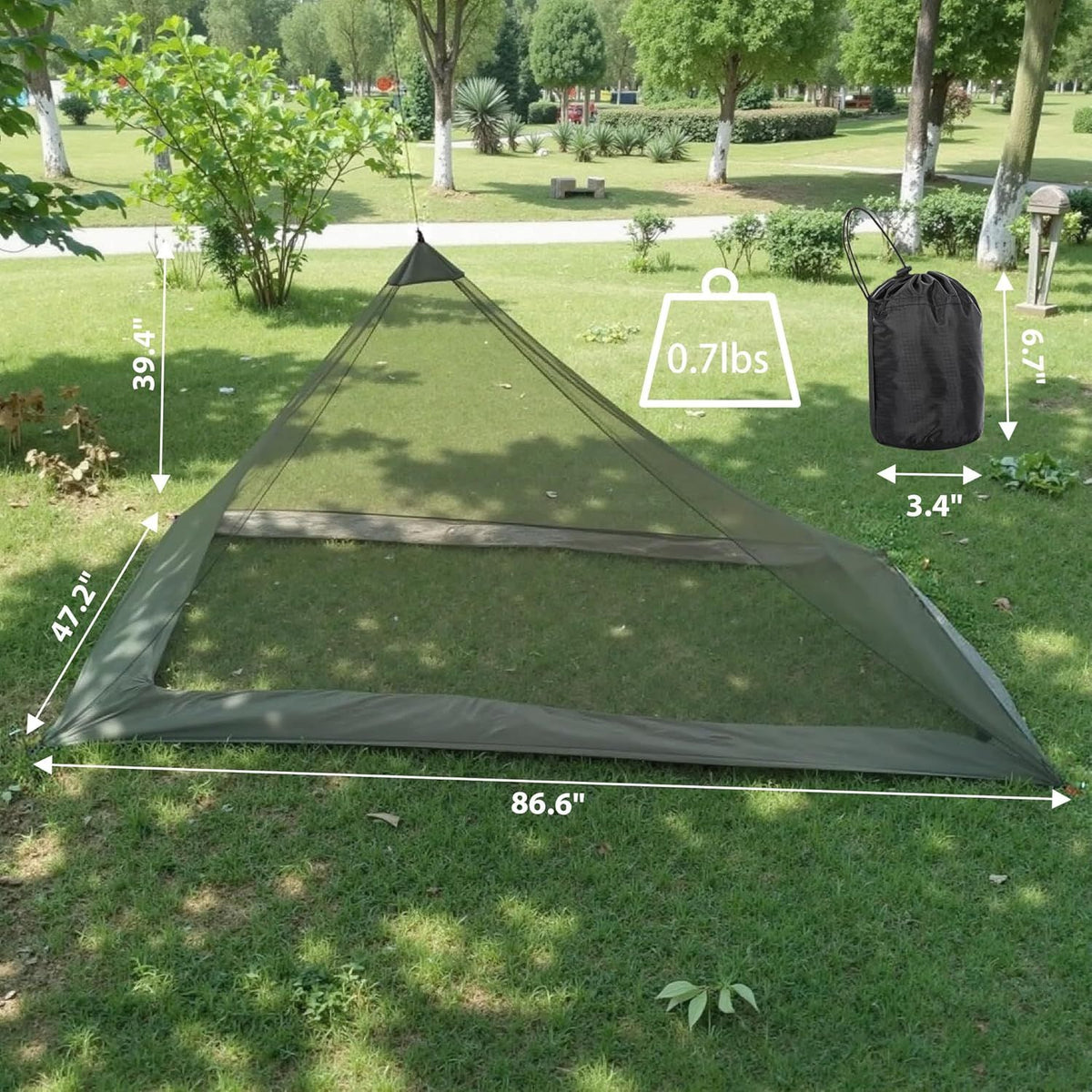 Camping Mosquito Net Compact Ultralight No-See-Um Breathable Mesh Bugnet Mosquito Netting Fits Sleeping Bags, Tent (Green)