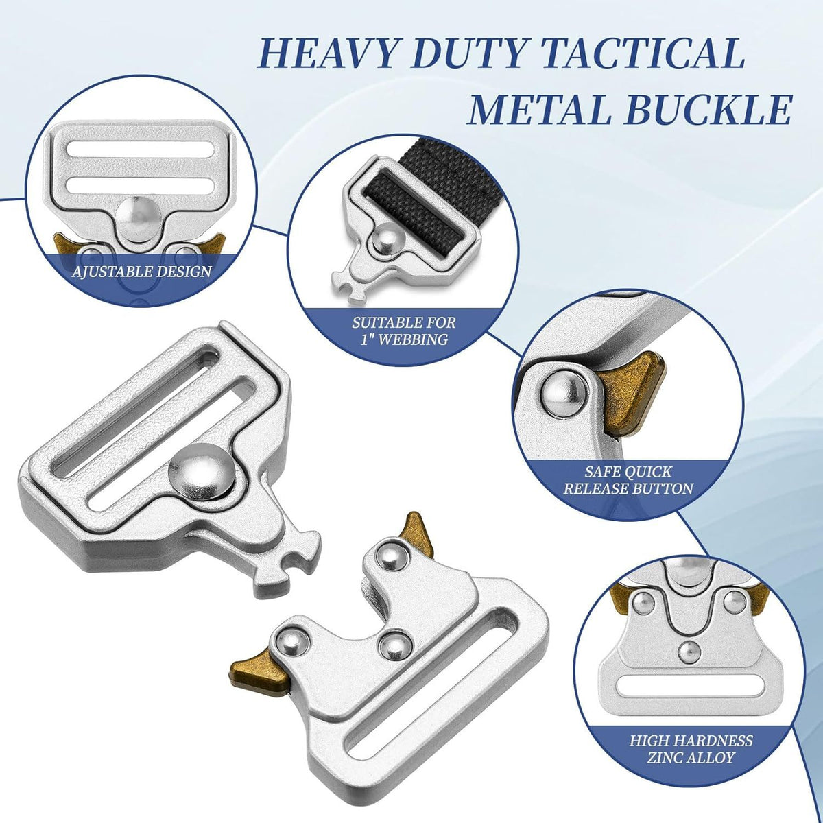 Tactical Buckle Replacement 2 pack,Metal Buckle Clip for Dog Collar, Keychain, Hunting Belt Bags