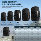 2 Pack Waterproof Rain Cover for Backpack, Reflective Rainproof Protector for Anti-Dust and Anti-Theft,M Size (for 30L-40L Backpack), 2 Pcs Black